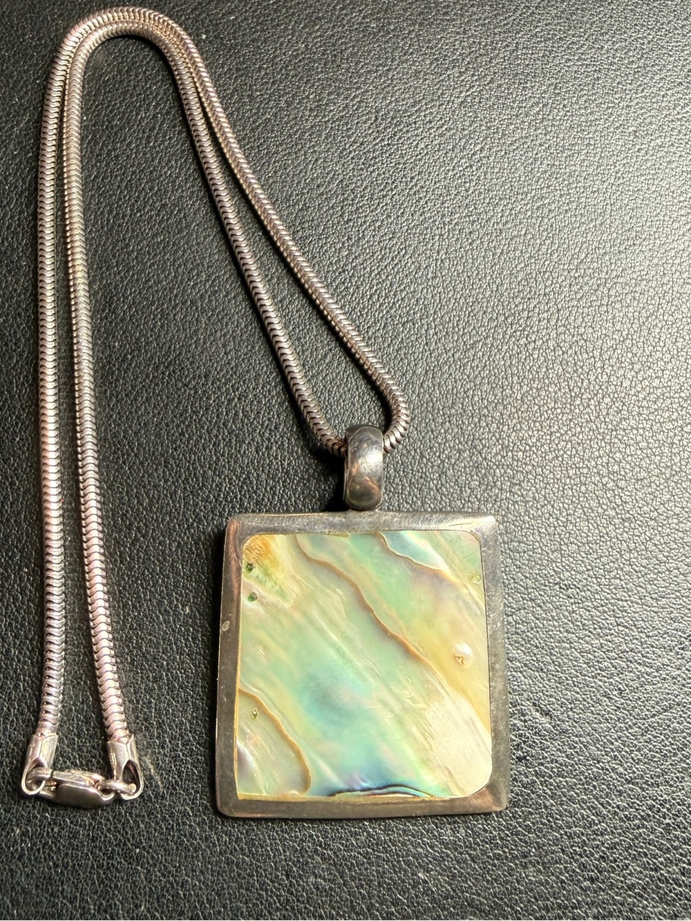 Sally C Treasures SX Sterling Silver Flower Reversible Abalone Pendant Necklace